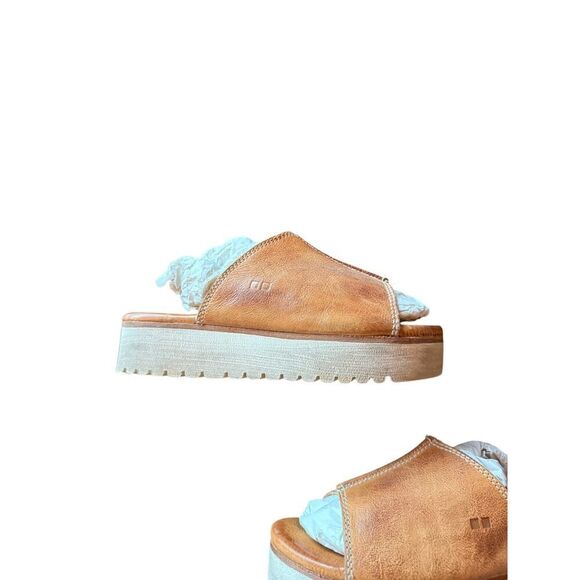 Bed Stue Fairlee Platform Rustic Brown Leather Slides Women's Size 6 - Picture 4 of 12
